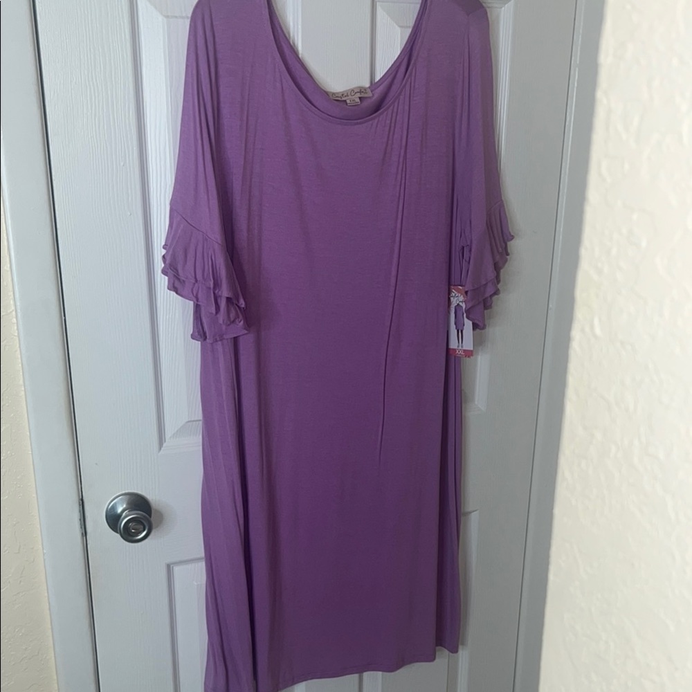 Purple Ruffle Sleeve‎ Dress